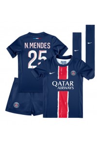 Fotbalové Dres Paris Saint-Germain Nuno Mendes #25 Dětské Domácí Oblečení 2024-25 Krátký Rukáv (+ trenýrky)